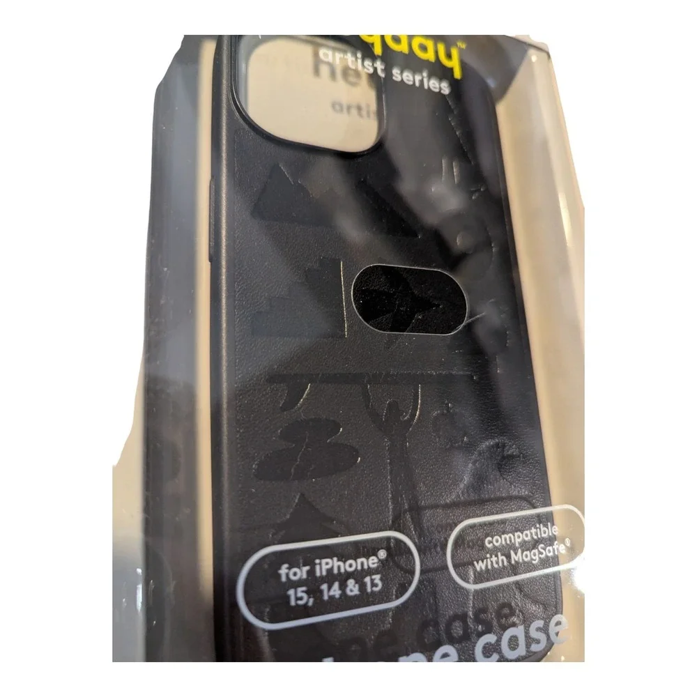 B2. Heyday Apple iPhone 15/ 14 / 13 Faux Leather  MagSafe - Keiji Ishida Black‎